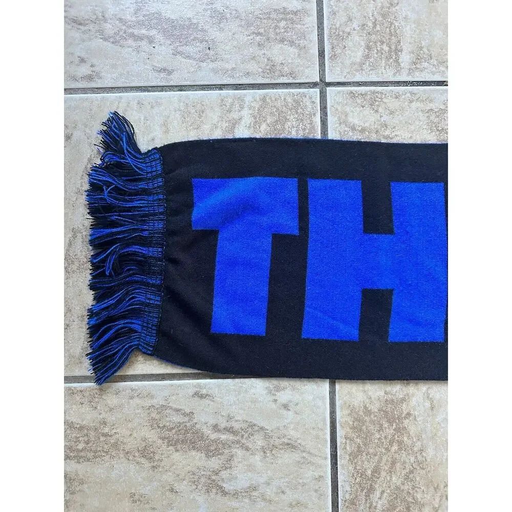 The Hundreds Blue Black Tassel Scarf Logo One Size Reversible‎